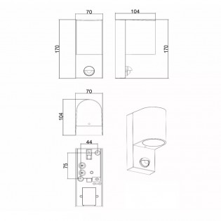 Aplique de exterior sensor de movimiento Zaro