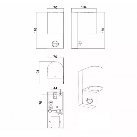 Aplique de exterior sensor de movimiento Zaro