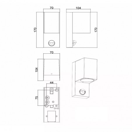 Outdoor wall lamp with motion sensor Zaro II