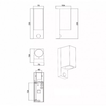 Outdoor wall lamp with motion sensor Zaro (2 lights)