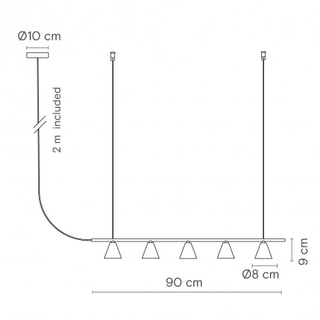 LED Pendant Lamp Rimini Linear (5x8.5W)