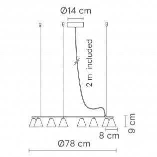 Lámpara colgante LED Rimini Fixed (8x8,5W)