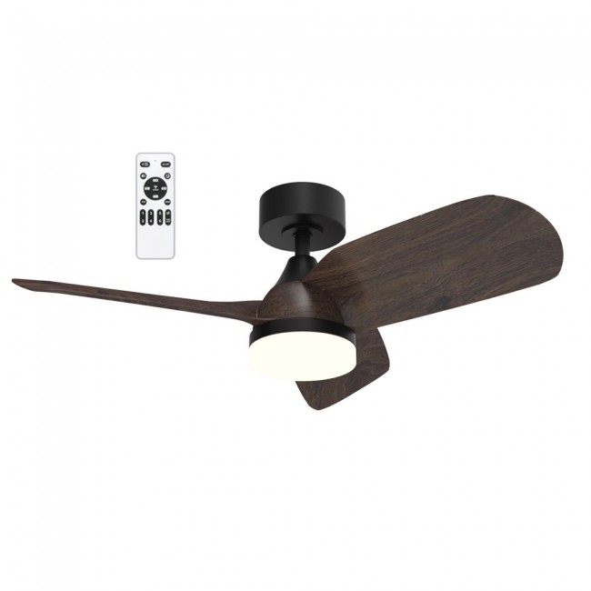 LED Ceiling Fan Borse Black+Oak CCT Dim (18W)