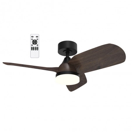 LED Ceiling Fan Borse Black+Oak CCT Dim (18W)