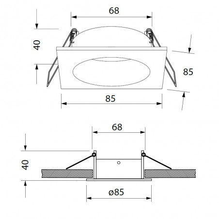 Empotrable de techo para baños Tavira Cuadrado