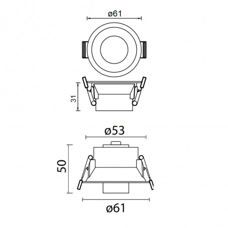 Empotrable de techo LED Trimasi Negro (5W)