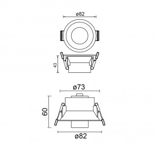 Empotrable de techo LED Trimasi Negro (7W)