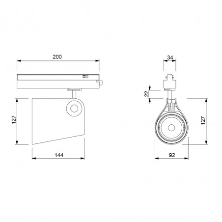 Foco LED para carril trifásico Ipsilon
