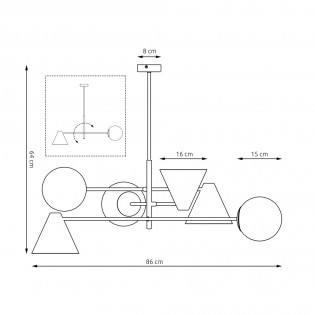 Celing lamp Semra Black (6 lights)