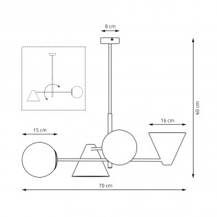 Lámpara de techo Semra Negro (4 luces)