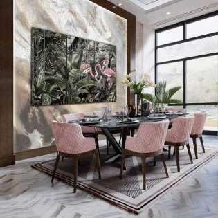 Printed Photograph Triptych Flamingos