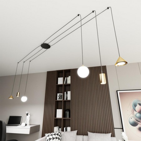 Ceiling lamp Gold Black (6 lights)