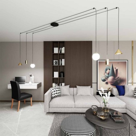 Lámpara de techo Oro Negro (6 luces)
