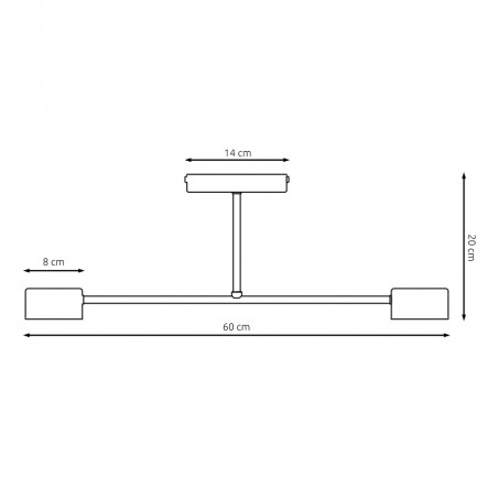 Plafón de techo Tanfa Negro (2 luces)