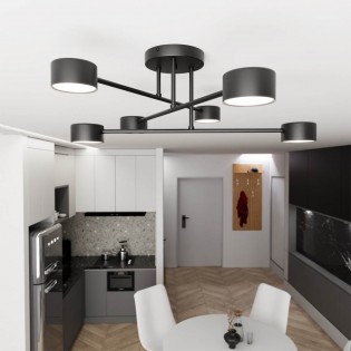 Plafón de techo Tanfa Negro (6 luces)