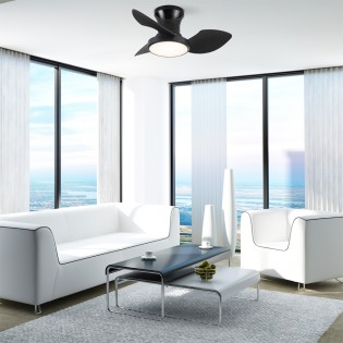 LED Ceiling Fan Milfero Black CCT Dim (20W)