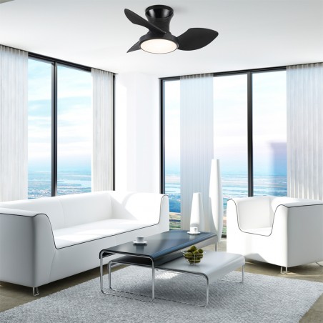 LED Ceiling Fan Milfero Black CCT Dim (20W)