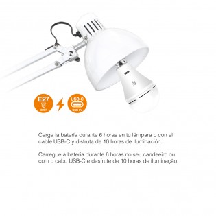Bombilla LED E27 con batería recargable CCT Dim (6W)