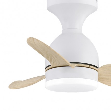 LED Ceiling Fan Fonfu White+Wood CCT Dim (20W)