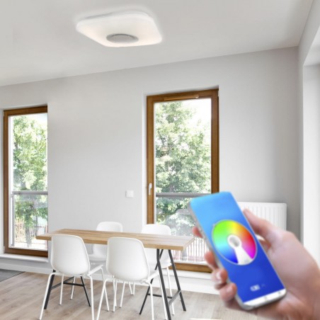 Plafón de techo LED con altavoz Smart Cuadrado (52W)