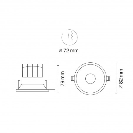 Bathroom's LED Ceiling Recessed Light Abel (12W)