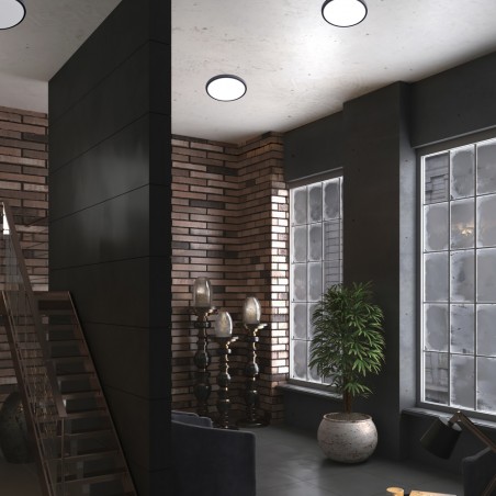 LED ceiling flush light Gein Black CCT 3-Step Dim (18W)
