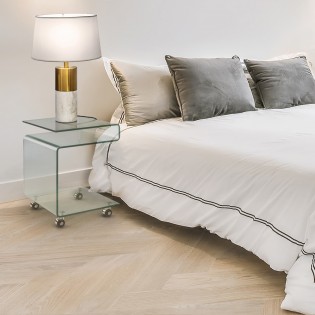 Side Table with wheels Glass (42x38)