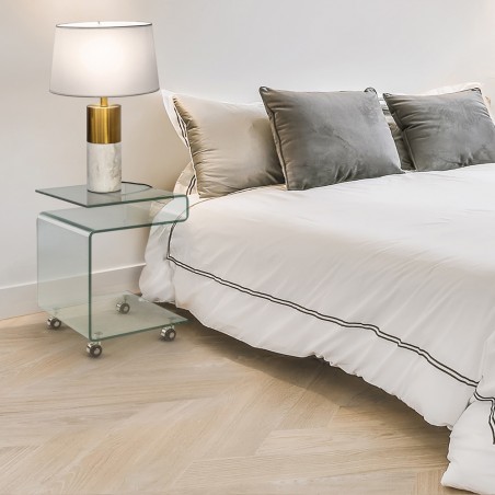 Side Table with wheels Glass (42x38)