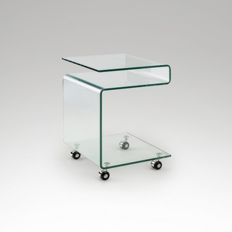 Side Table with wheels Glass (42x38)