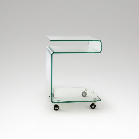 Side Table with wheels Glass (42x38)