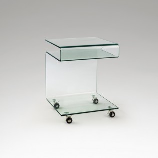 Side Table with wheels Glass (42x38)