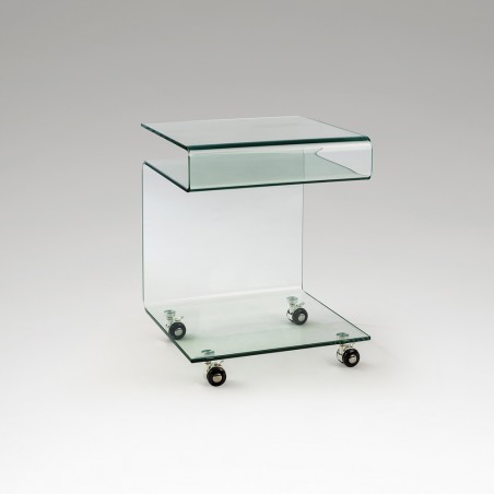 Side Table with wheels Glass (42x38)