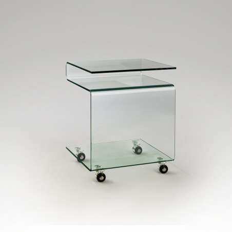 Side Table with wheels Glass (42x38)