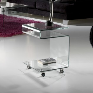 Side Table with wheels Glass (42x38)