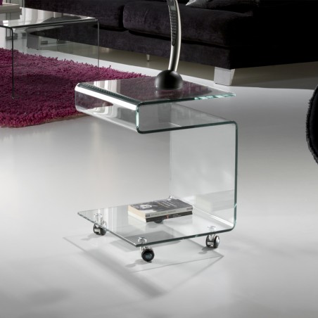 Side Table with wheels Glass (42x38)