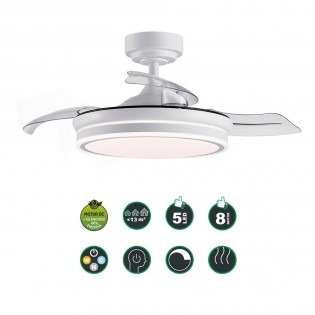 LED-Lüfter mit einziehbaren Flügeln Perla Mini White CCT (46W)
