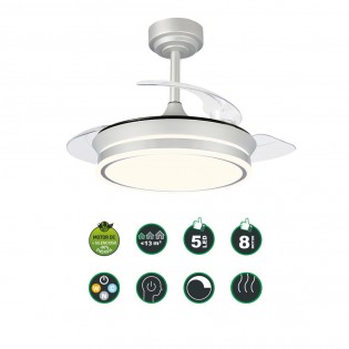 LED fan folding blades Perla Mini Grey CCT Dim (46W)
