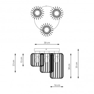 Flush light Coberti Black (3 lights)