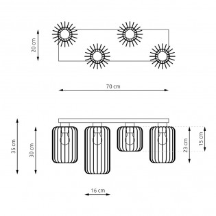 Flush light Coberti Negro (4 lights)