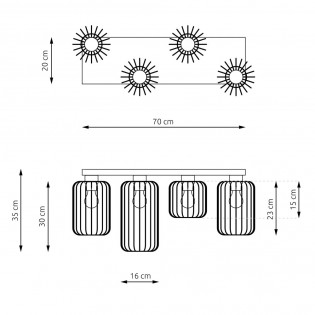 Flush light Coberti Gold (4 lights)