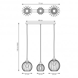 Ceiling lamp Fersan Black (3 lights)