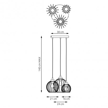 Ceiling lamp Fersan Black II (3 lights)