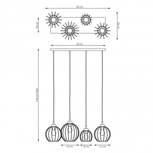Ceiling lamp Fersan Black (4 lights)