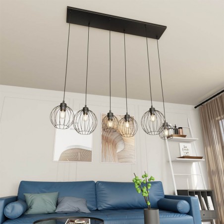 Lámpara de techo Fersan Negro (6 luces)