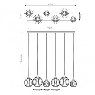 Ceiling lamp Fersan Black (6 lights)