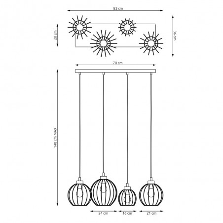 Ceiling lamp Fersan Gold (4 lights)