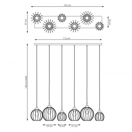 Lámpara de techo Fersan Oro (6 luces)