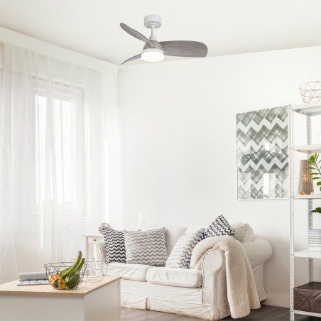LED Ceiling Fan Borse White+Ashen CCT Dim (18W)