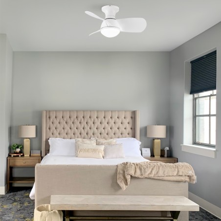 LED Ceiling Fan Mancado White CCT Dim (20W)