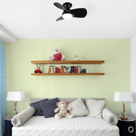 LED Ceiling Fan Mancado Black CCT Dim (20W)